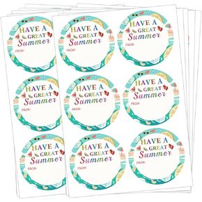 Happy Summer Gift Labels,2 Inch Have A Great Summer Holiday Name Tags Stickers End of School Year Self Adhesive Stickers for Gift Envelope Card Party Favors