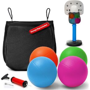 4-Pack 6" Replacement Balls for Little Tikes Basketball Hoop with Mesh Storage Bag, Soft Inflatable Mini Toy Balls for Kids, Lightweight Soft Small Multi-Color Set (Includes Air Pump)