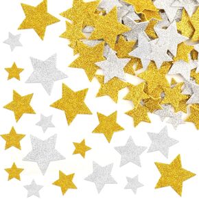 Foam Star Stickers 90 Pcs 4th of July Foam Stickers Red White Blue Glitter Sticker Self Adhesive Patriotic Glitter Star Shaped Sticker for Kids Art Crafts Greeting Card Memorial Independence Day Decor