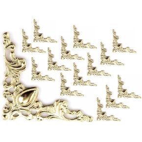 ​30Pcs Antique Gold Corner Protectors - Vintage Edge Decorative Embellishments for Scrapbooking Albums, Photo Frames, Jewelry Box, DIY Crafts