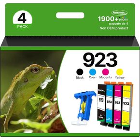 923 Ink Cartridges for HP Printers Replacement for HP 923 Ink Cartridges Combo Pack Without Chip 6C3Y6LN Works for OfficeJet 8122e Pro 8135e 8139e 8138e Printer Black Cyan Magenta Yellow (4-Pack)