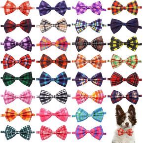 30 PCS Holiday Dog Bow Ties Bulk for Medium Large Dogs 4th of July Patriotic Dogs Bowties with Adjustable Ties Assorted Holiday Bow Ties Party Grooming L