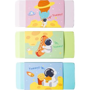 3 Pcs Jumbo Big Erasers for Kids & Teachers, Giant Wedge Pencil Eraser (3.82"x1.77") - Funny Large Rubber Erasers for School, Office, Back to School Supplies