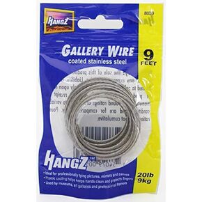 Picture Wire, Coated Stainless Steel 9ft, 50lb, 2mm Thick, Plastic Coating to Help Protect Hands, Perfect for Hanging Pictures, Mirrors and Canvas