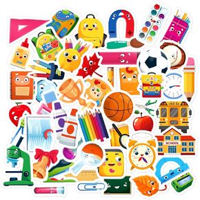FaCraft 60pcs Multicolor Modern Science Stickers for Kids & Teachers, Decorative & Educational, Laptops, Back to School Stickers for Scrapbooking, First Day of School Classroom Decorations