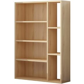Book Shelf Modern Bookshelf, Wood Color, Four Layers and Three Compartments, Shelf Display Storage Unit Office Living Room Furniture Bookshelves
