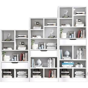 Book Shelf Living Room Cabinet Storage Cabinet Vertical Economical Bookshelf Against Wall Debris Floor Shelf Household Bookshelf Bookshelves (Color : White, Size : 124x20x50CM) (Walnut