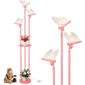 Gold Floor Lamps for Living Room, Modern Floor Lamp with Shelves, 3 Adjustable LED Butterfly Lights, Brass Standing Lamps with Table, On/Off Switch, Corner Tall Floor Lamp for Bedroom
