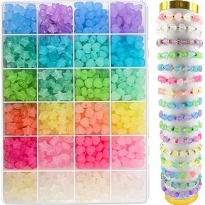 1000Pcs Matte Acrylic Star Beads Hart Beads for Bracelet Jewelry Making Jelly Color Frosted Pastel Beads Colorful Cute Aesthetic Kawaii Bead Charms for DIY Necklace Keychain Phone Charms