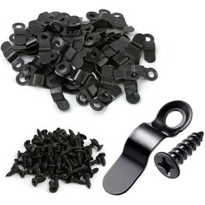 100Pcs Picture Frame Turn Buttons, 0.91 inch Metal Bow Shape Photo Frame Hardware Backing Clips with Screws, Picture Frame Fasteners Parts for Hanging Pictures, Photos, Drawing and Posters (Black)