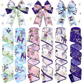 Duraaamo 6 Rolls 30 Yards Total Summer Flamingo Wired Edge Ribbon Party Burlap Ribbon Tropical Ribbon Summer Tropical Ribbons for Crafting Luau Hawaiian Gift Wrapping Bows Crafting Decorations