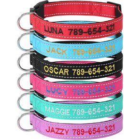 Personalized Dog Collar, Custom Soft Neoprene Padded Reflective Nylon Pet Collar Adjustable for Small Medium Large Dogs