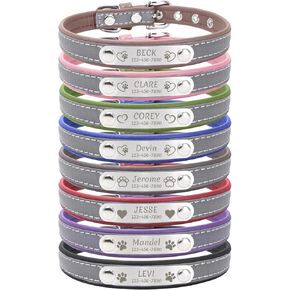 CAMAL Personalized Dog Collars and Cat Collars, Reflective Cat Collar with Stainless Steel Pet ID Tags Personalized, Engraved Dog Collars for Cats Puppy Small Medium Large Dogs