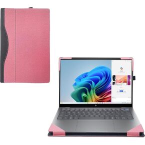Laptop Cover Case for HP OmniBook X Laptop 14 2024 14" [not Compatible with Any Other Model] 2-in-1 PU Leather Detachable Notebook Sleeve Computer Bag Protective (Wine red)