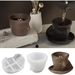 Finyoffiiy Human Face Mug Resin Mold Abstract Human Face Kissing Mug Silicone Molds 3D Creative Juice Water Cup DIY Epoxy Resin Molds for Home Decoration (Kiss)