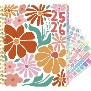 Teacher Planner 2025-2026 Academic Year, Academic Planners for Teachers from July 2025 to June 2026, 8.5"x11" Large Weekly & Monthly Lesson Planner with Pocket & Stickers for School Teachers Supplies