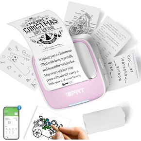 iDPRT Mini Sticker Printer - S1 Portable Sticker Maker Machine with 1 Roll Sticker Paper, Bluetooth Print Pods Pocket Printer for Study Notes, Graphics, Students, Kids Gift, Free App, Pink