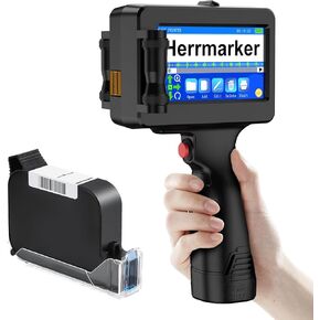 Handheld Inkjet Printer Gun TIJ314, Date Printing Machine with 42ml Quick-Drying Ink Cartridge, 4.3" Touch Screen Handheld Printer for Barcode,Text,QR Code,Batch Number on Carton Plastic Tube Metal