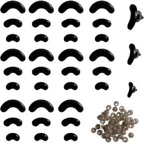 180 Pcs Black Arc Shape Safety Eyes, Plastic Craft Doll Eyes with Washers for Bear Plush Animal 17x17mm, 24x17mm, 30x17mm (3 Sizes)
