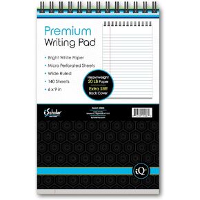 iScholar iQ+ Premium Writing Pad, White, 6" x 9", 140 Sheets, Double-Wire (69200)