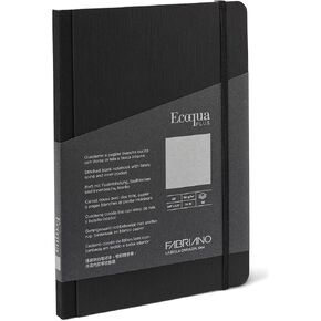 Fabriano Ecoqua Plus Fabric-Bound Notebook, 5.8" x 8.3", Blank, Black, 80 Sheets, FSC Certified, Acid Free, Chlorine Free, 24 lb. (90gsm) Bioprima white paper