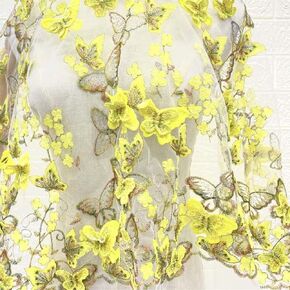 Tulle Fabric Roll 51 "Width Organza Tulle by the Yard 3D Embroidery Floral Tulle Lace Fabric Sewing Decord Wedding Decor