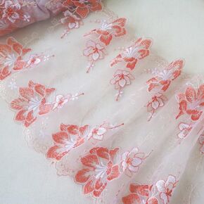 Tulle Fabric Roll 2 ياردة زهرة مطرزة Tulle Tulle Organza Lace Trim لخياطة لباس الملابس أريكة ستارة ديكور DIY Crafts Supplies (الأزرق)