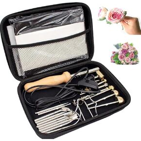 Electric Fabric Flower Making Tool Kit, Artificial Flower Making Kits, DIY Cloth Fabric Flower Ironing Maker with 18 Heads, Adjustable Temperature, for Handmade Flower Making Lovers