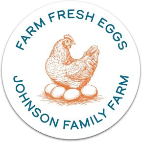 Personalized Egg Carton Labels - Custom Farm Fresh Egg Carton Stickers - Made in USA (40-5000 Labels) (Country Harvest)