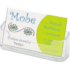 Deflecto | Clear Acrylic 2 Pocket Desktop Business Card Holder | Landscape Business Card Display for Home, Business & Exhibition | Up to 100 Cards