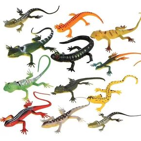 12PCS Realistic Lizard Figurine Set, Soft Plastic Reptile Toys, Assorted Lizard Models for Kids Learning, Display, Collection, Party Decorations