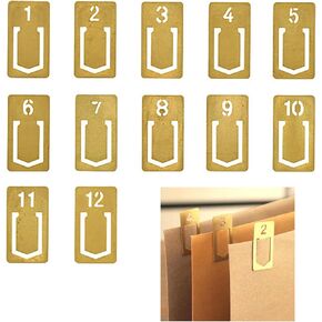 Doraking 12PCS BRASS MINI INDMARKS ، رقم 1-12 Planner PAGE CLIPS MEDALS BOOK BOOK HAMERS BOOT BOOD FORMARS FROSSMARDS FREFIRES