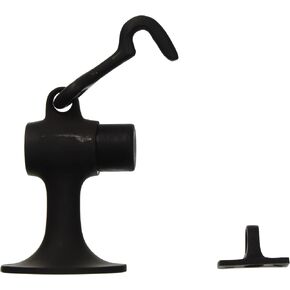 Ives FS446 3 3/4" Height Cast Brass Floor Door Stop with Manual Hold-Open Hook, Oil Rubbed Bronze - FS44610B