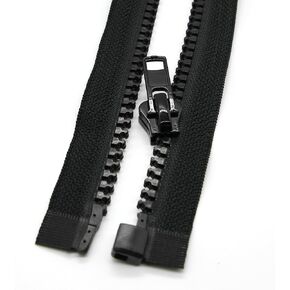 Leekayer 2PCS #5 25 Inch Separating Jacket Zippers for Sewing Coats Jacket 63.5CM Zipper Black Molded Plastic Zippers Bulk (25" 2pc)