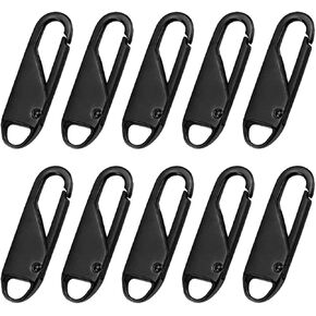 Milageto 10 Replacement Metal Zipper Tongue Repair Packs for Luggage Cases, Smooth and Polished, Strong and, Black