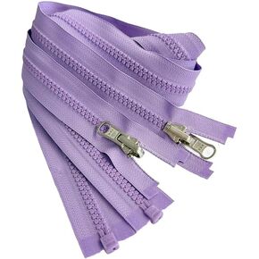 2pcs YKK #5 Molded Plastic Reversible Slider Inside/Outside Medium Weight Sport Jacket Zipper Separating Aluminum Pull Color Lavender #553W - Choose Length (Lavender #553W, 23" Inches)