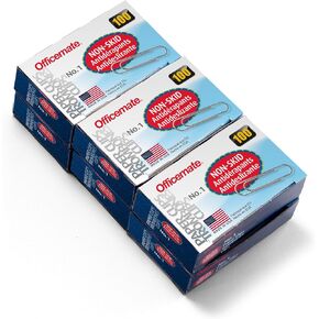 Officemate Premium #1 Paper Clips, 600 Paper Clips (6 Boxes of 100 Each)