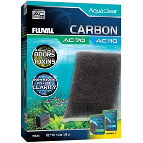 Fluval - Carbon for AC70/AC110 Power Filter, 5.1 oz / 145 g – Improves Fish Health, Promotes Crystal Clear Water, for Use in Freshwater & Saltwater Aquariums