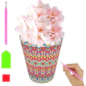 مجموعات فن الماس Ilyufo للبالغين ، فن Flowerpot Diamond Art ، مجموعة الطلاء الماس ، الحلي المكتبية المثالية والهدايا الإناث المدروسة (الثروة)