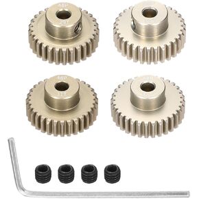 4Pcs 48P Pinion Gear Set 29T 30T 31T 32T for 3.175 mm Shaft Aluminium Alloy Pinion Gear with Screws and Hexagonal Wrench for RC Motor