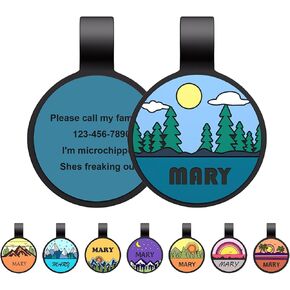 La Reine Silent Dog Tag, Soundless No More Jingling Pet Tags, Personalized Engraved Silicone Dog and Cat Name Silent ID Tags with a Ring(Beach Orange)