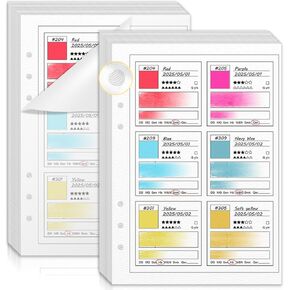 25 Sheets A5 Watercolor Swatch Paper Painters Color Diary Loose Leaf for 6 Ring 140lb 100% Cotton Water Color Paper for Artists Watercolor Coloring Book with 26 Sheets Glassine