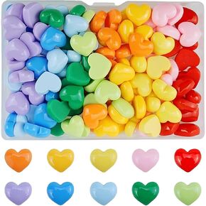 100Pcs Flatback Resin Heart Charms Bulk, Cute Kawaii Embellishments for DIY Crafts, Phone Cases, Scrapbooking & Jewelry Making – Mixed Colors (Heart)
