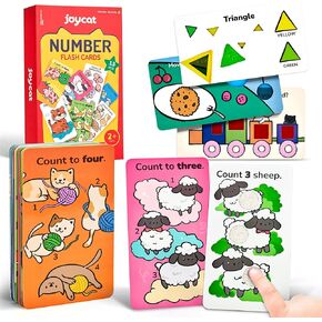 JoyCat Sensory Toys for Toddlers 2-5, 10 Double-Sided Touch and Feel Number Cards + 3 Shape & Color Cards, Montessori Toys for Early Math Learning, Early Development Interactive Tools for Homeschool