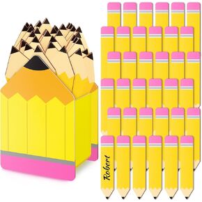 37 Pcs Pencil Flip Sticks with Storage Jar Flip Pencil Designed Name Sticks for Back to School Supplies Educational and Learning Activities