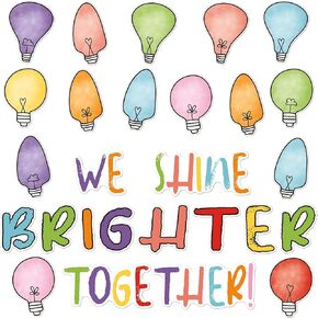 TaoBary 84 Pcs Rainbow Light Bulb Moments We Shine Brighter Together Bulletin Board Back to School Classroom Decor Inspirational Posters for Classroom Holiday Celebration Party Decor