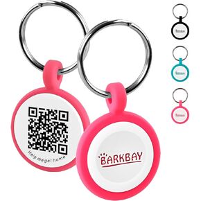 Dog Tags Personalized,QR Code Smart Pet ID Name Tag,Instant Location Alerts,Easy Online Profile Updates,No Fees,No Apps, Anti-Lost, Waterproof Silicone Dog Cat Tag for Small, Medium, Large Dogs(Pink)