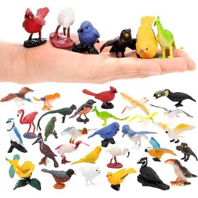 ZENFUN 29 Pieces Realistic Bird Animals Figurines, Mini Bird Model, Birds Cake Cupcake Topper, Parrot Figurine, Miniature Birds Animal Figure for Birthday Party Supply