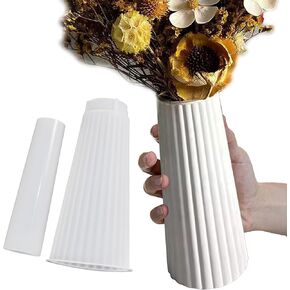 Wehous Silicone Vase Molds for Resin Concrete, Striped Tall Flower Vase Epoxy Resin Casting Mold, Display Ornament Molds for Resin Cement Plaster, Container Storage Mold DIY Art Craft Home Decor