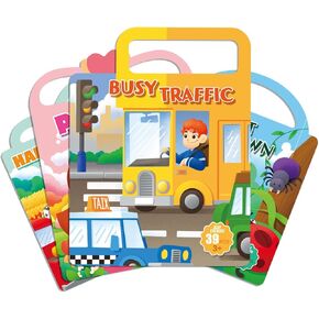 Reusable Sticker Books for Kids 2-4, Sticker Books for Toddlers 1-3 2-4, Toddler Travel Toys Activities Crafts Gifts Yellow-Traffic